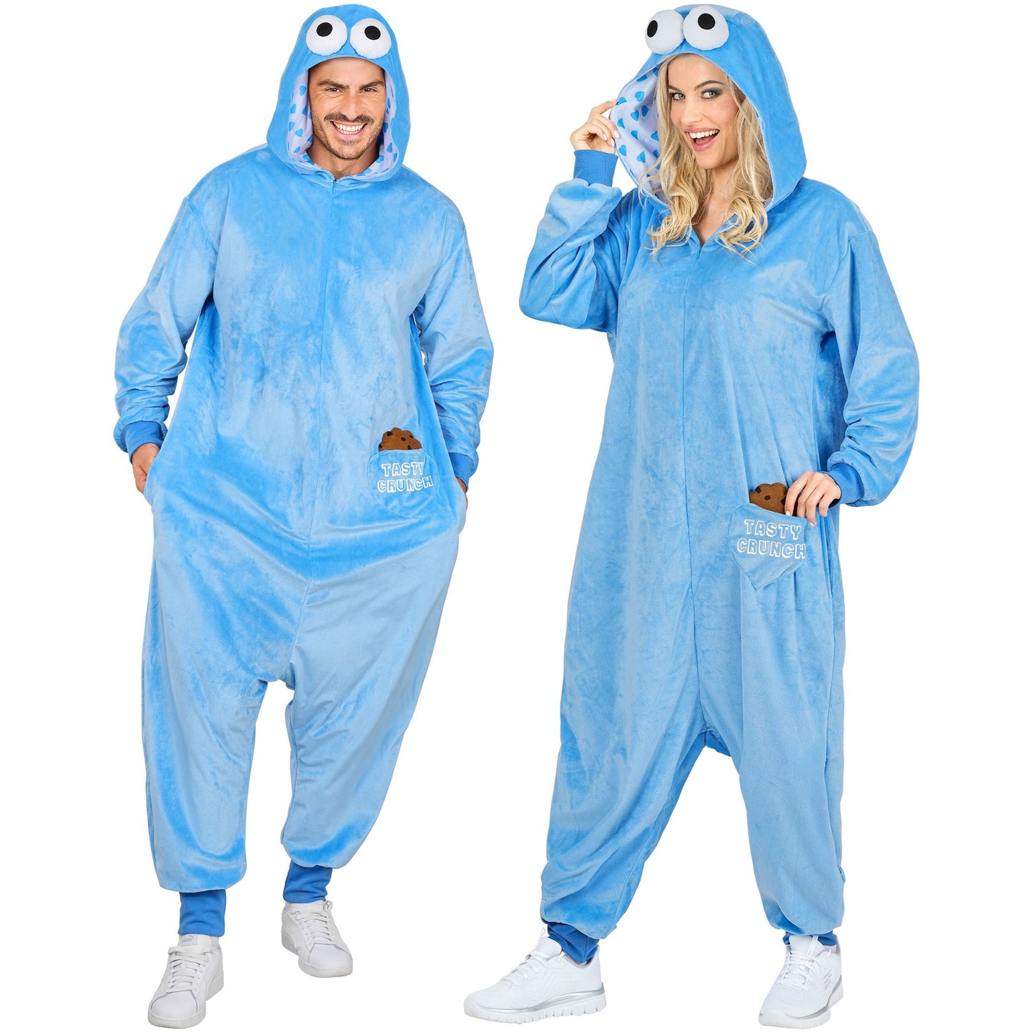 "SÜßIGKEITEN ONESIE PLÜSCHKOSTÜM“ (Overall mit Kapuze, Keks) – Vorderansicht