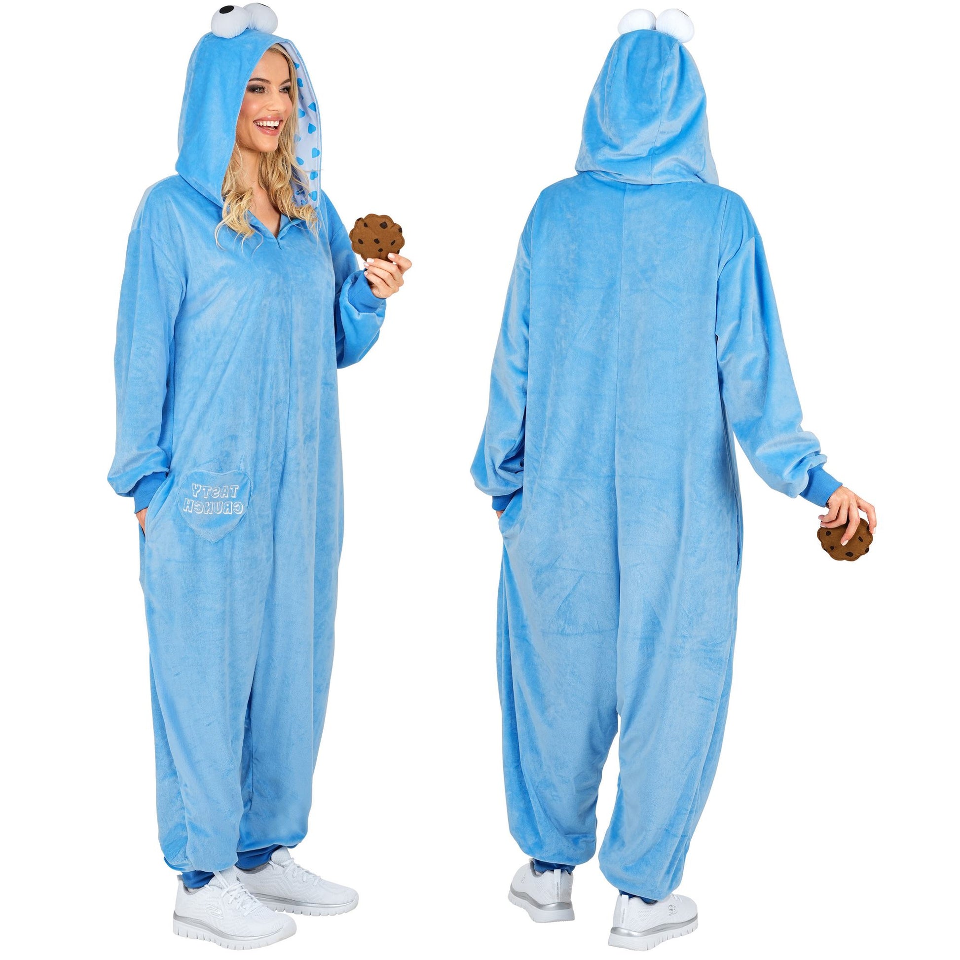 "SÜßIGKEITEN ONESIE PLÜSCHKOSTÜM“ (Overall mit Kapuze, Keks) – Detailansicht