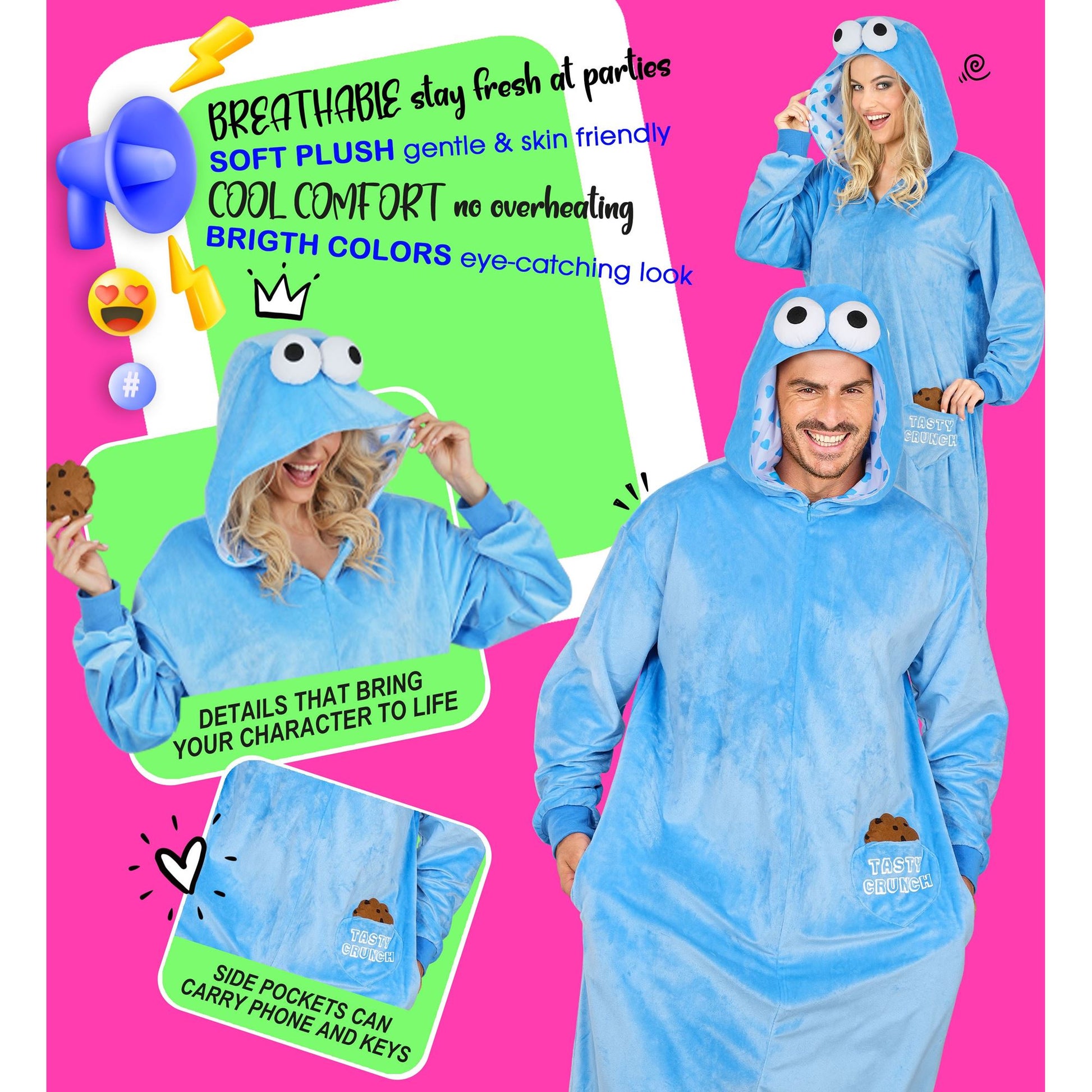 "SÜßIGKEITEN ONESIE PLÜSCHKOSTÜM“ (Overall mit Kapuze, Keks) – Ansicht 6