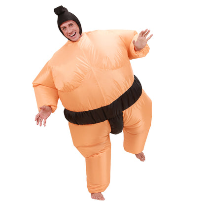 "SUMO-RINGER" (aufblasbares Kostüm mit Gebläse, Kopfbedeckung) mit Batterie – Vorderansicht