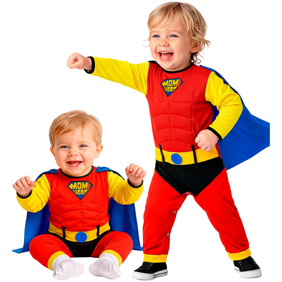 "SUPER BABY" (Overall mit Umhang) – Vorderansicht