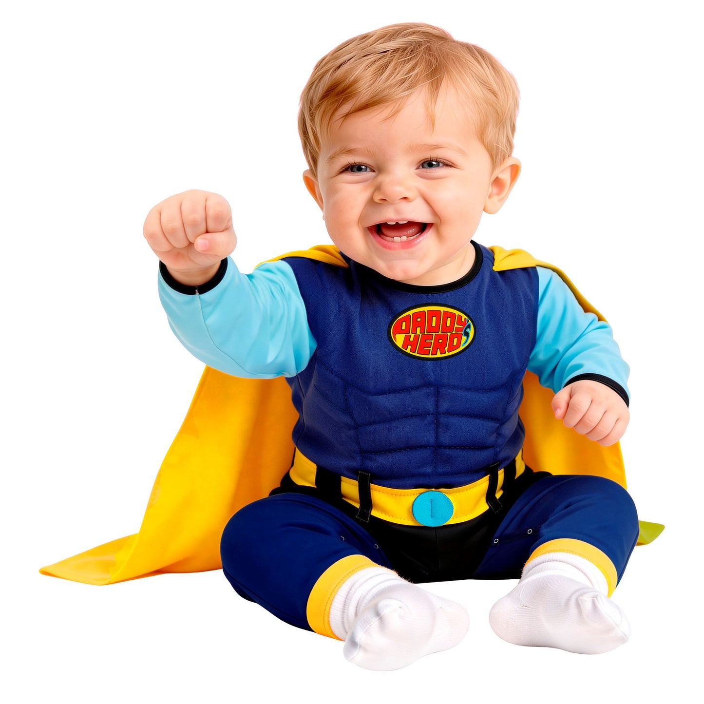 "SUPER BABY" (Overall mit Umhang) – Detailansicht