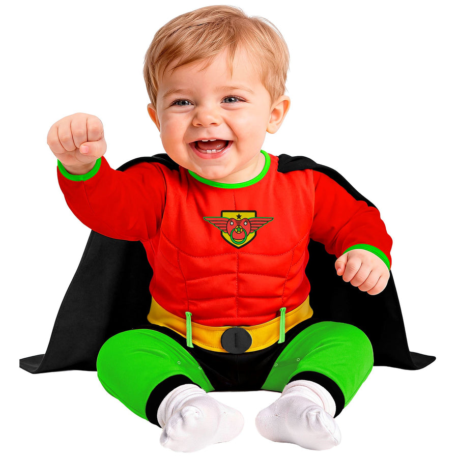 "SUPER BABY" (Overall mit Umhang) – Detailansicht
