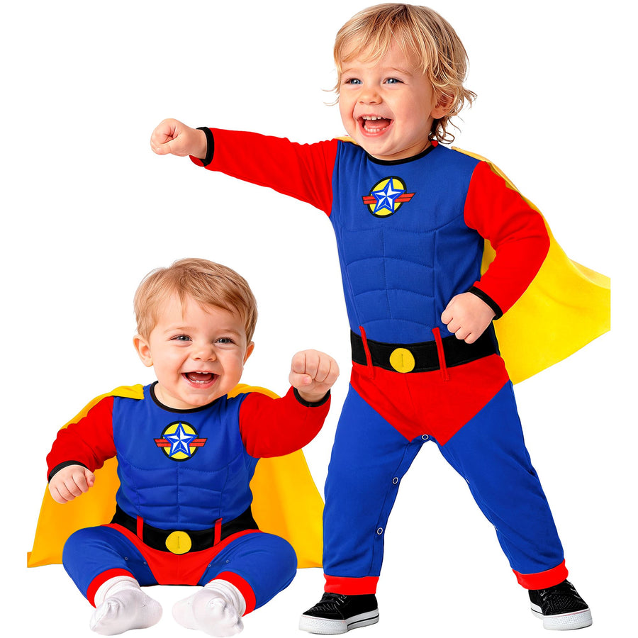 "SUPER BABY" (Overall mit Umhang) – Vorderansicht