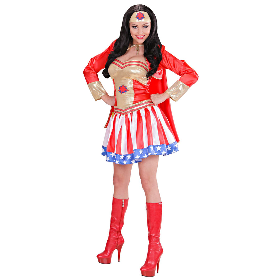"SUPER HERO GIRL" (Kleid mit Umhang, Kopfteil) – Vorderansicht