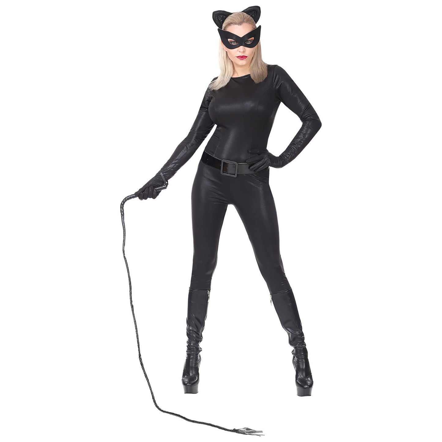 "SUPER KATZE" (Overall, Handschuhe, Ohren, Augenmaske) – Vorderansicht