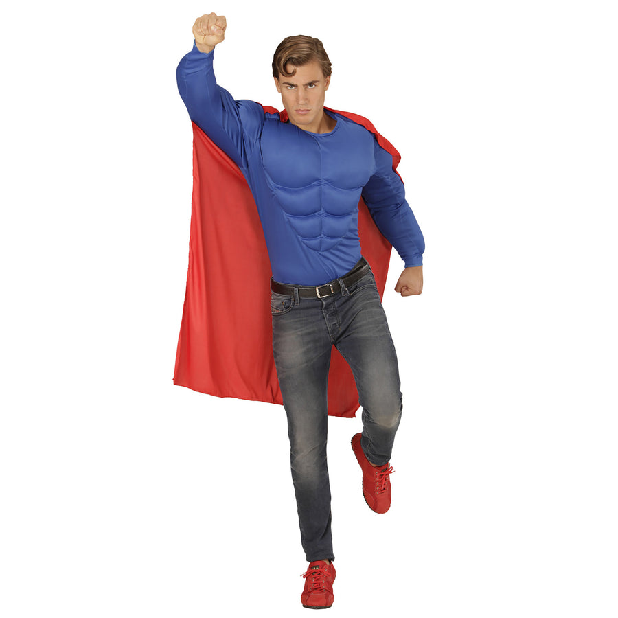 "SUPER MUSKEL HELD" (Muskelshirt, Umhang) – Detailansicht