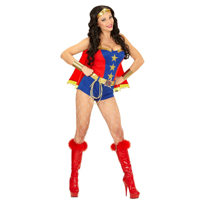 "SUPER POWER GIRL" (Kleid, Gürtel, Stirnband, Umhang) – Detailansicht