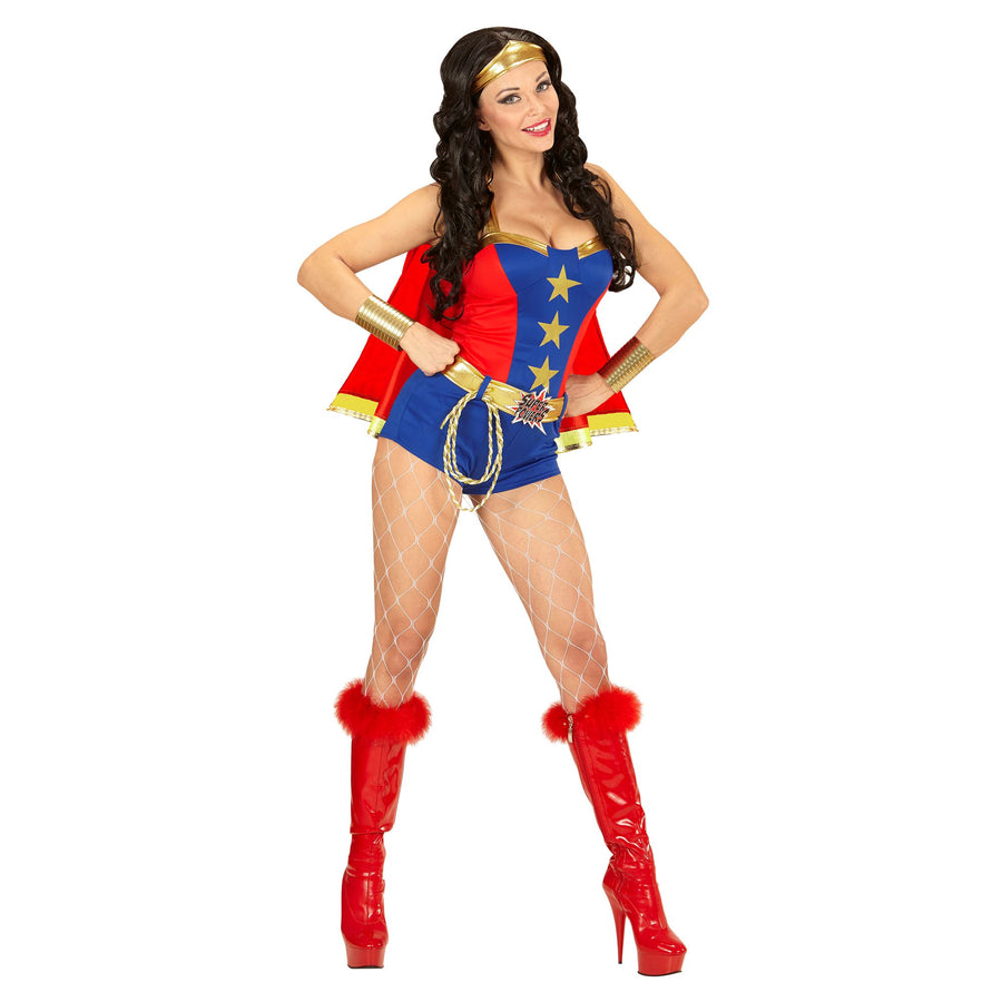 "SUPER POWER GIRL" (Kleid, Gürtel, Stirnband, Umhang) – Detailansicht