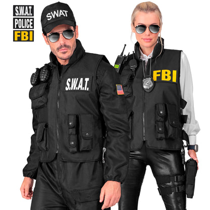 "SWAT | FBI | POLICE TAKTISCHE EINSATZWESTE" mit 6 auswechselbaren Patches - Erwachsenengröße – Ansicht 3