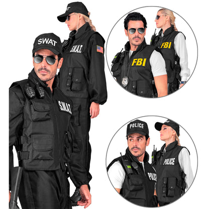 "SWAT | FBI | POLICE TAKTISCHE EINSATZWESTE" mit 6 auswechselbaren Patches - Erwachsenengröße – Ansicht 6