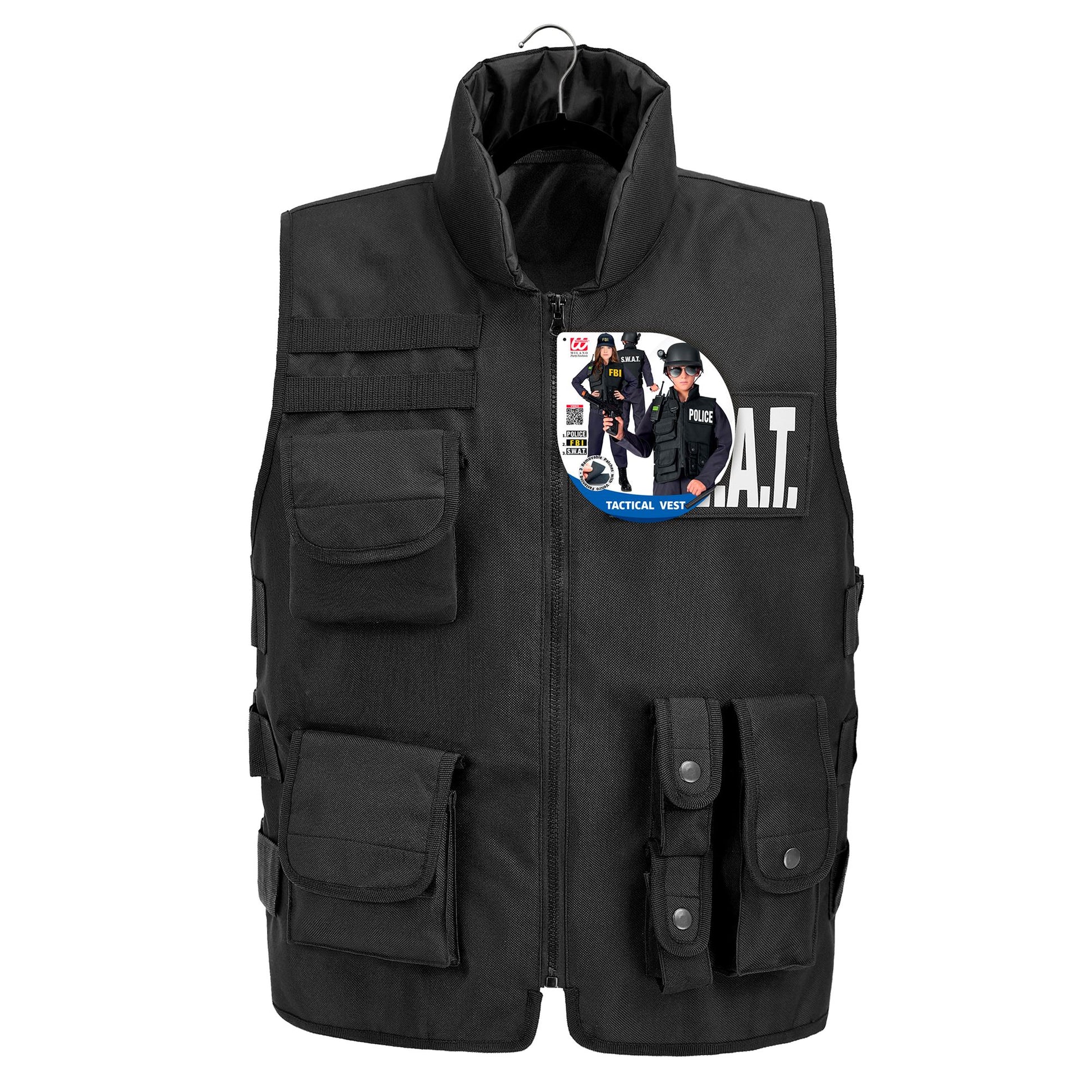 "SWAT | FBI | POLICE TAKTISCHE EINSATZWESTE" mit 6 auswechselbaren Patches - Kindergröße – Detailansicht