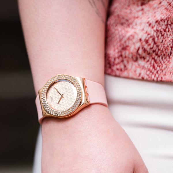 SWATCH PINK CONFUSION YLG140 Armbanduhr 33 mm Rosa ansicht-5