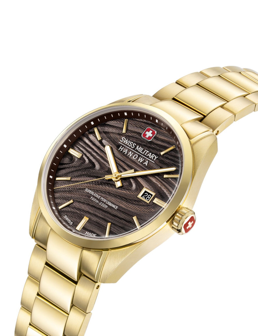 SWISS MILITARY HANOWA GOLDEN BEECH SMWGH0006010 Analoguhr Armbanduhr 20 mm Gold