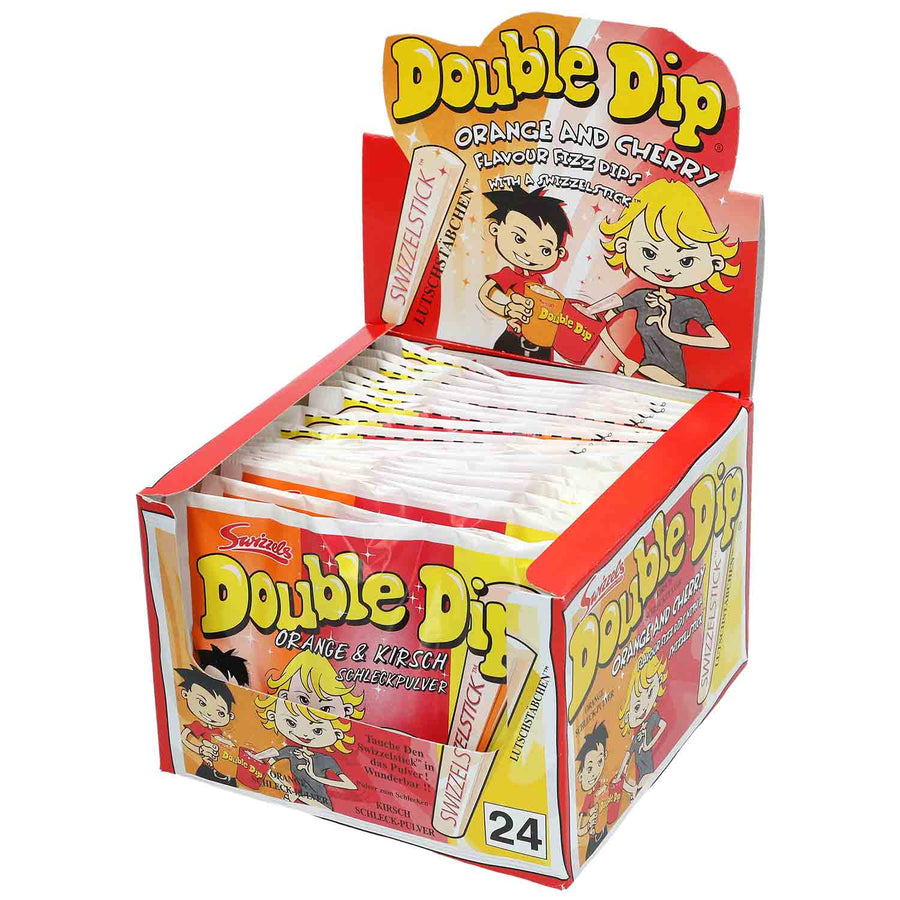 Swizzels Double Dip Orange & Cherry 24 Packungen Brausepulver – Produktansicht