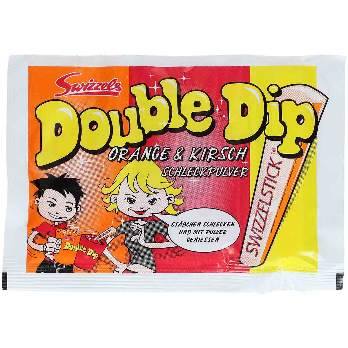 Swizzels Double Dip Orange & Cherry mit 24 Packungen Brausepulver