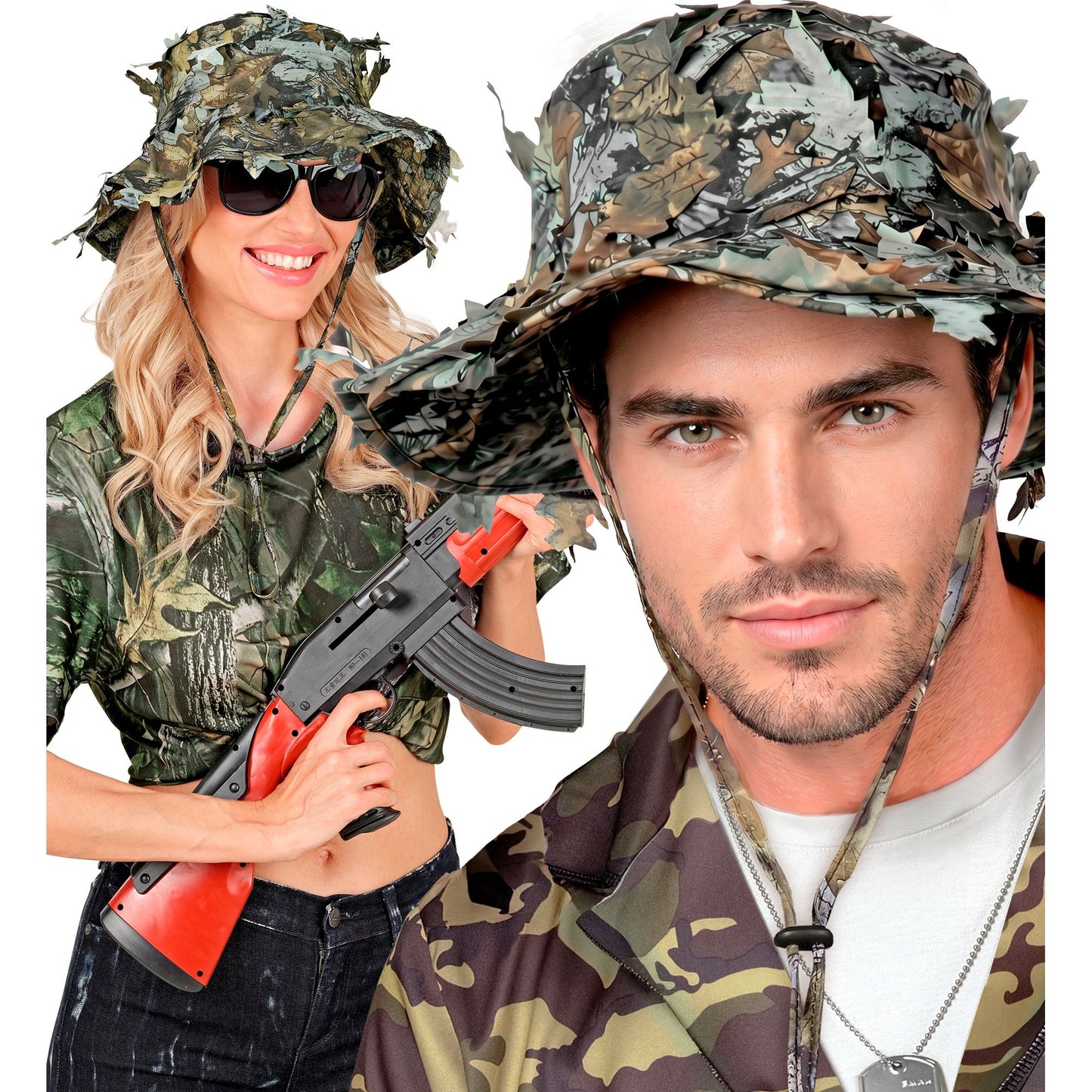 "TAKTISCHER BOONIE HUT MIT CAMOUFLAGE BLÄTTERN" – Ansicht 3