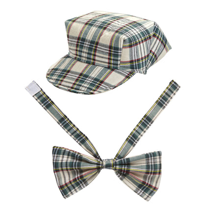 "TARTANMÜTZE + FLIEGE IN BEIGE" – Vorderansicht