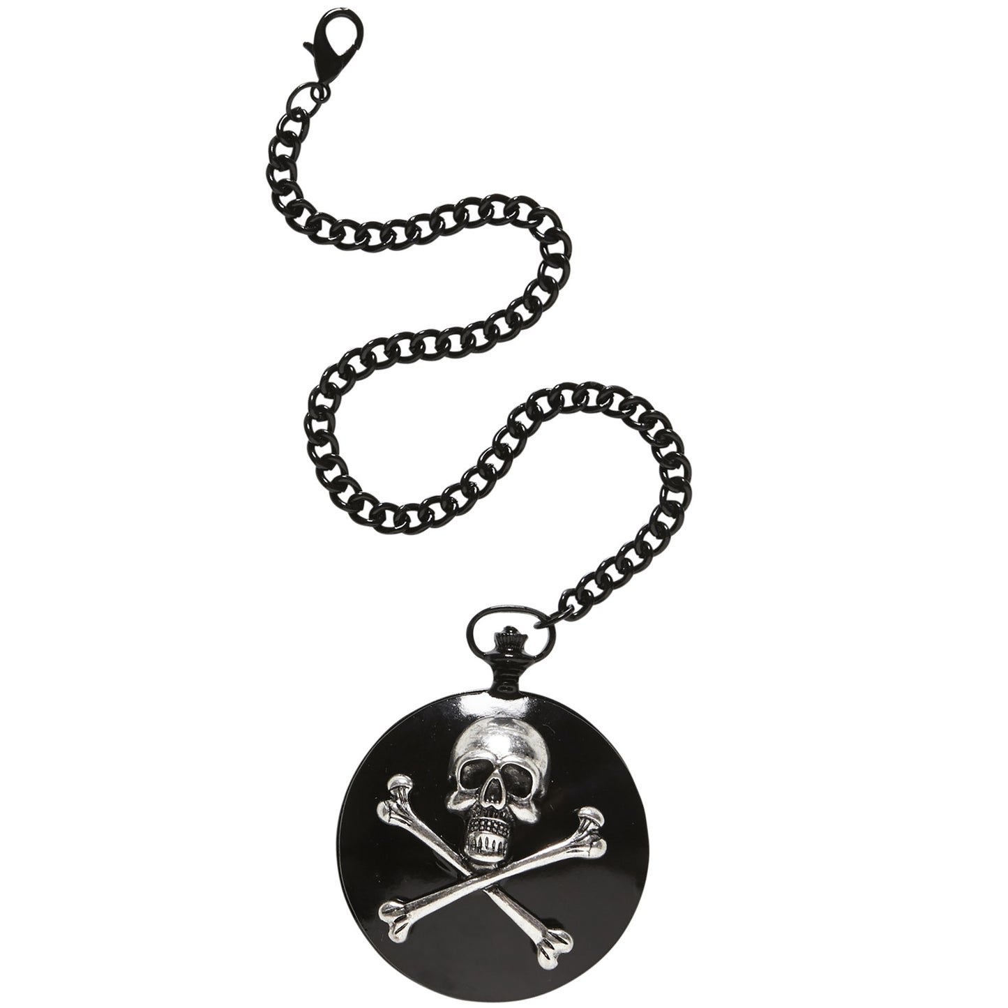 "TASCHENUHR MIT TOTENKOPF UND GEKREUZTEN KNOCHEN AN KETTE" – Detailansicht