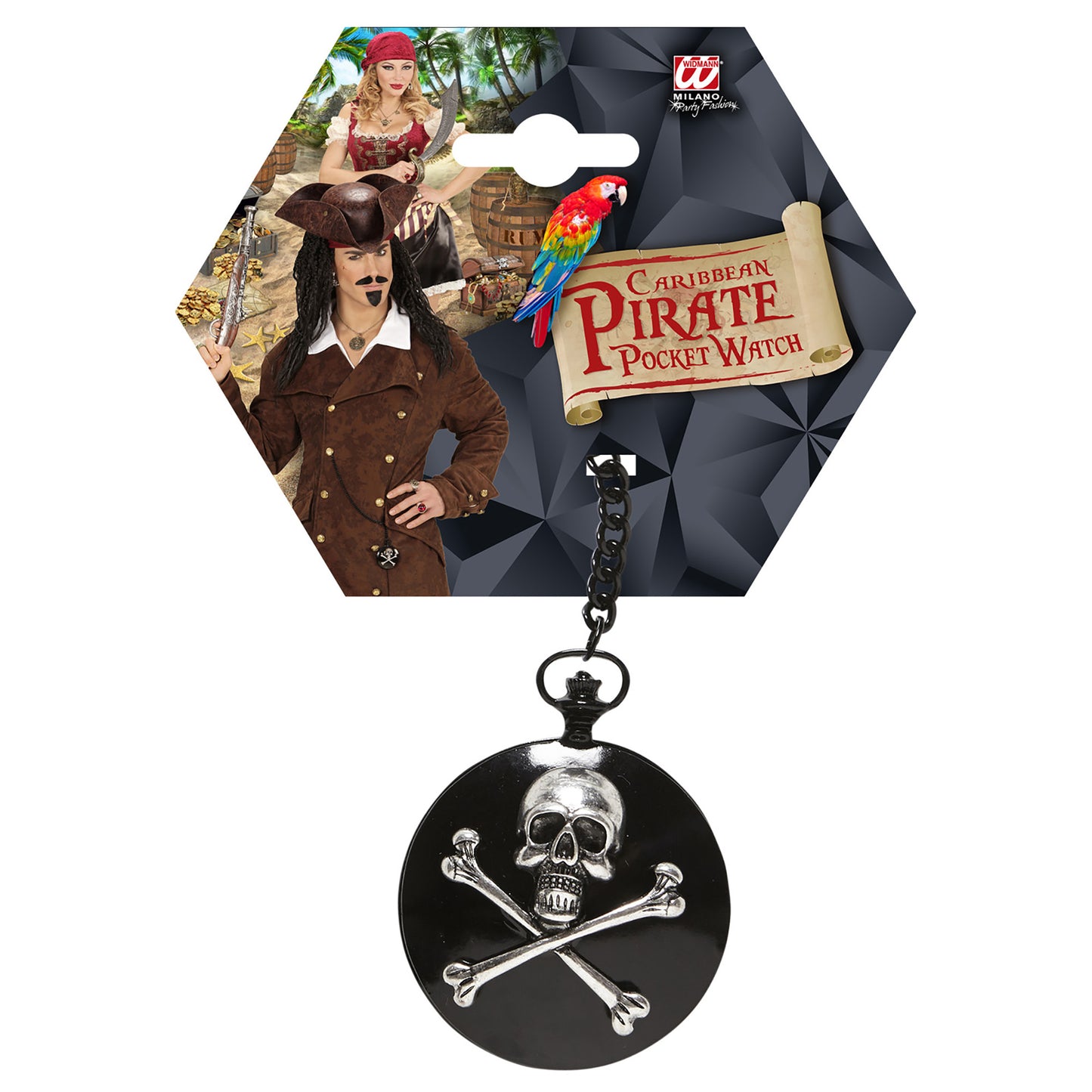 "TASCHENUHR MIT TOTENKOPF UND GEKREUZTEN KNOCHEN AN KETTE" – Ansicht 3