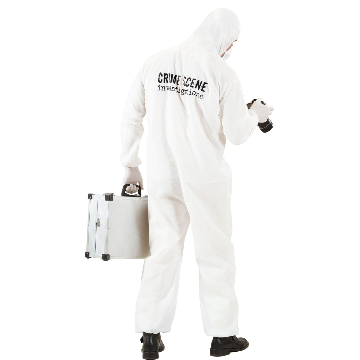 "TATORT INVESTIGATOR" (Overall mit Kapuze, Mundschutz, Handschuhe) – Detailansicht