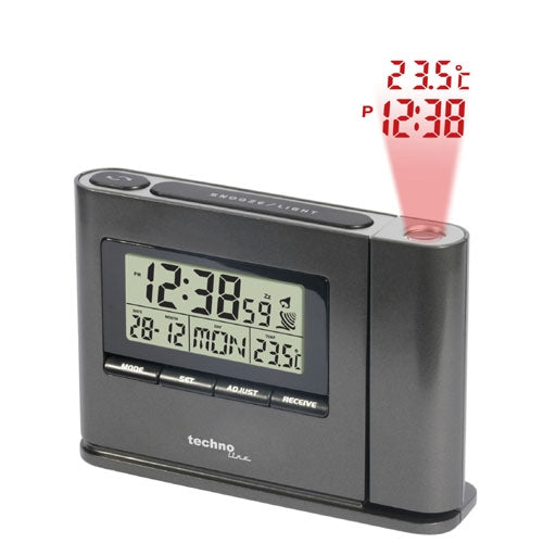 TECHNO LINE Mod. - Sveglia radioc. con proiezione a soffitto dell orario e temp - Radio controlled alarm clock with time and temp projection + alim 220 volts-220 volts power supply WT519 Armbanduhr
