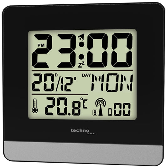 TECHNO LINE Mod. - Sveglia radiocontrollata con temp. data (7 lingue). luce e snooze - Radio controlled alarm clock with temp. date (7 languages). light and snooze WT260 date Armbanduhr