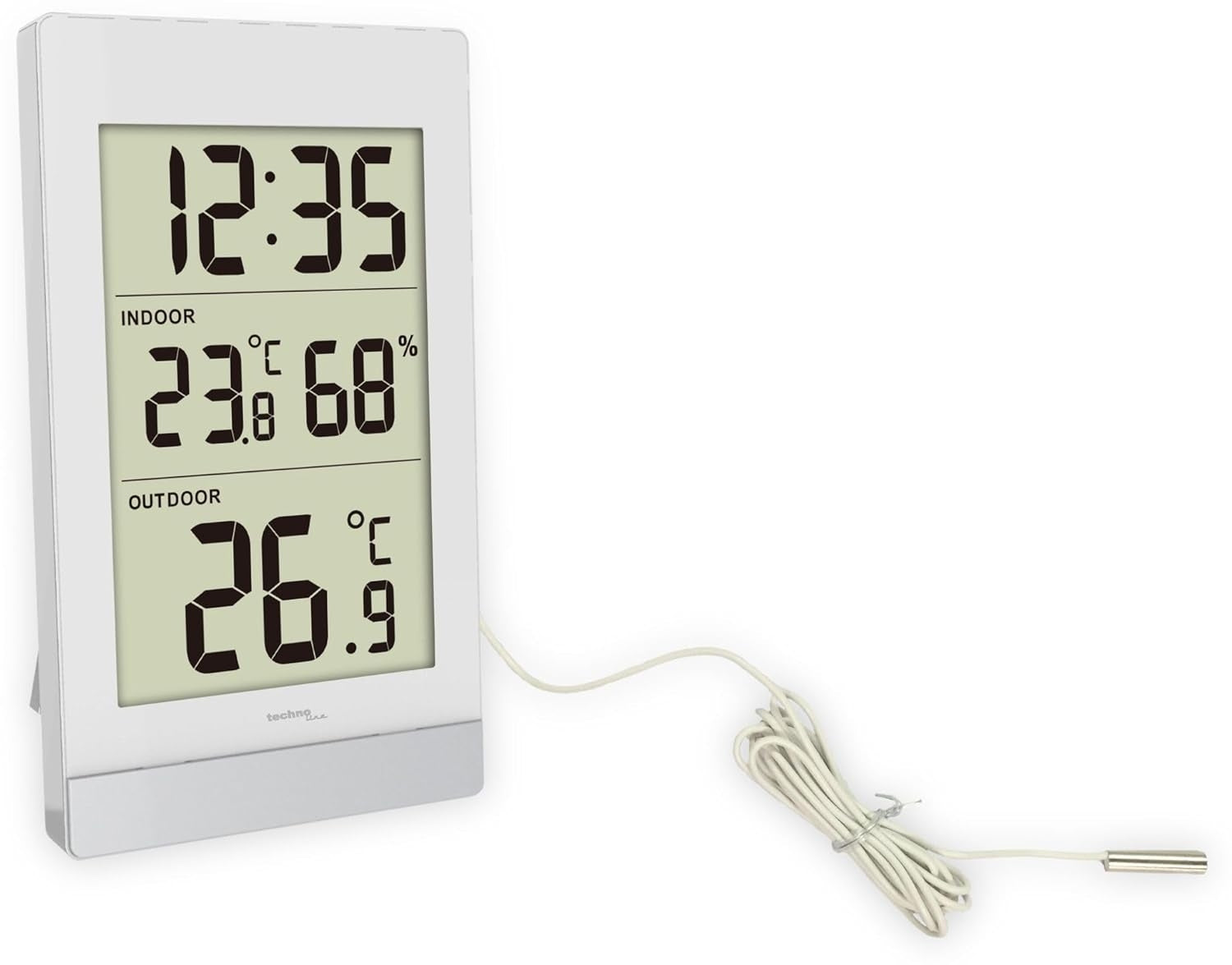 TECHNO LINE Mod. - Termometro da parete/tavolo, temp/umidità int e temp est + cavetto sonda - Wall/table thermometer, int temp/humidity and ext temp with probe cable WS7039 Armbanduhr