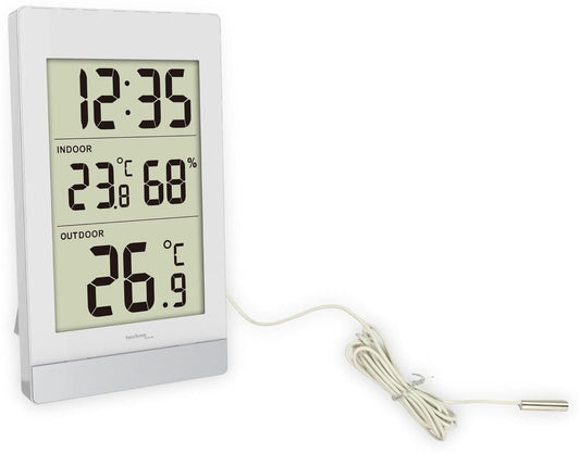 TECHNO LINE Mod. - Termometro da parete/tavolo, temp/umidità int e temp est + cavetto sonda - Wall/table thermometer, int temp/humidity and ext temp with probe cable WS7039 Armbanduhr