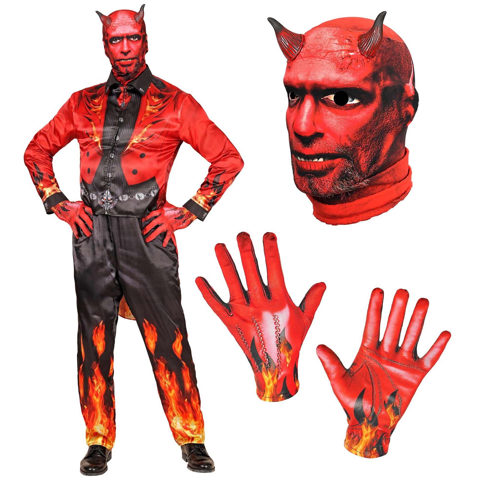 "TEUFEL FAST COSTUME" (Oberteil, Hose, Handschuhe, Maske mit Horn) – Ansicht 4