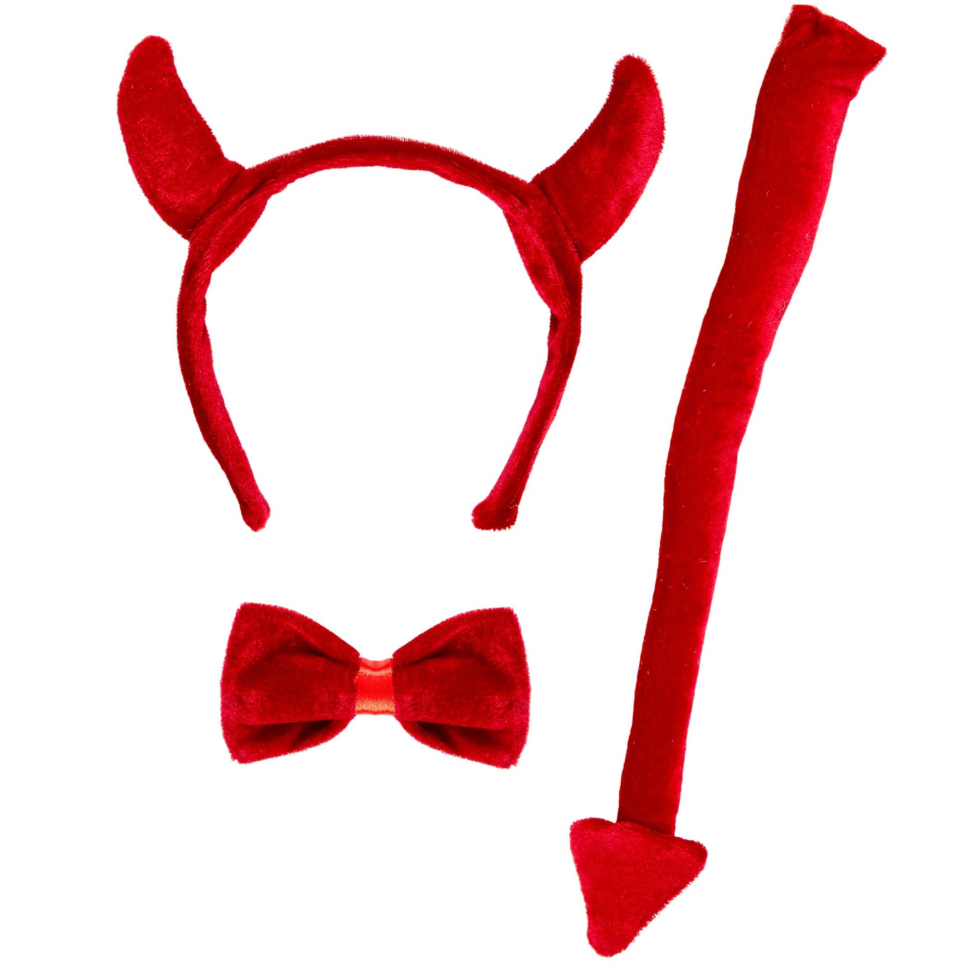 "TEUFELCHEN" Dress- Up- Set (Hörner, Fliege, Schwanz) – Vorderansicht