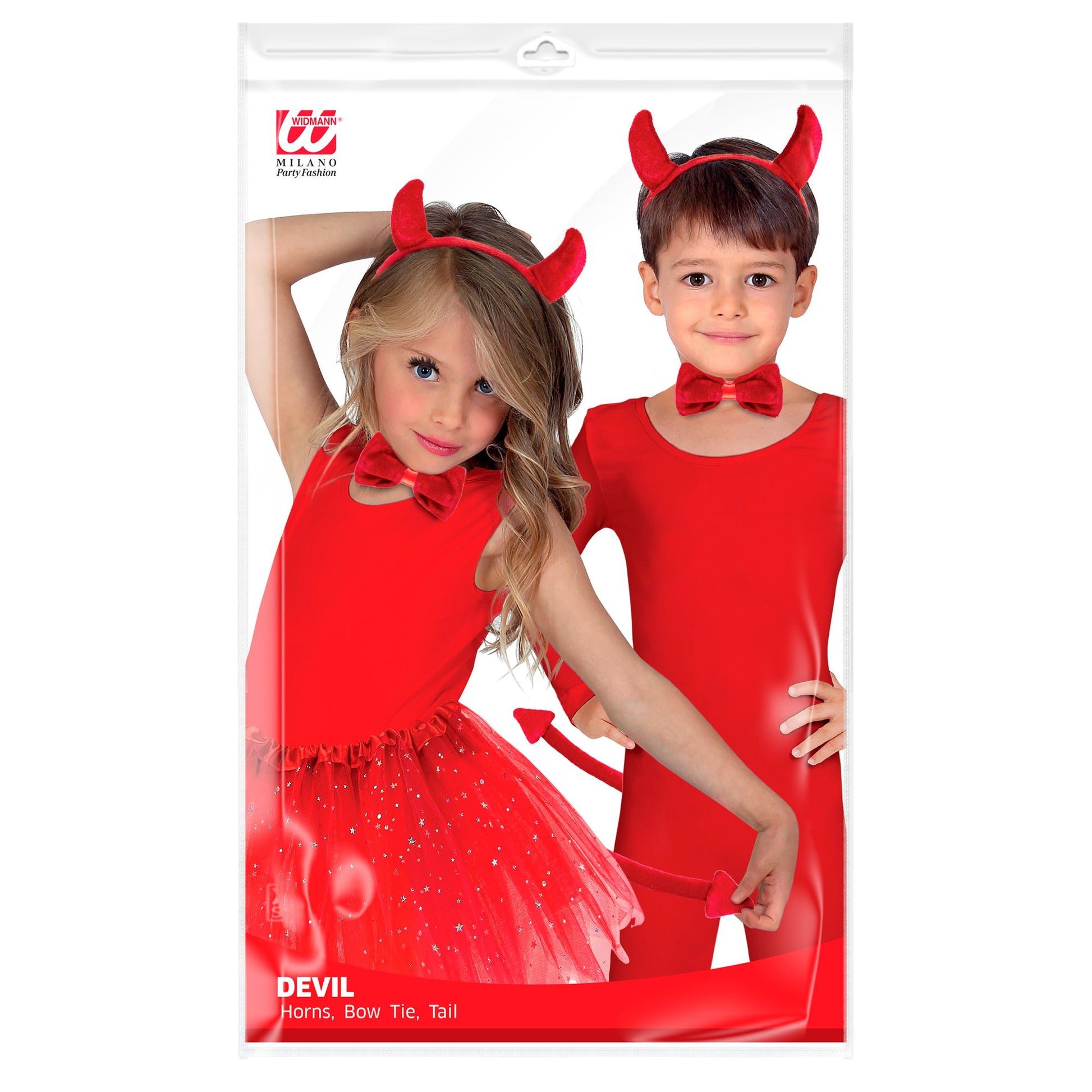 "TEUFELCHEN" Dress- Up- Set (Hörner, Fliege, Schwanz) – Detailansicht