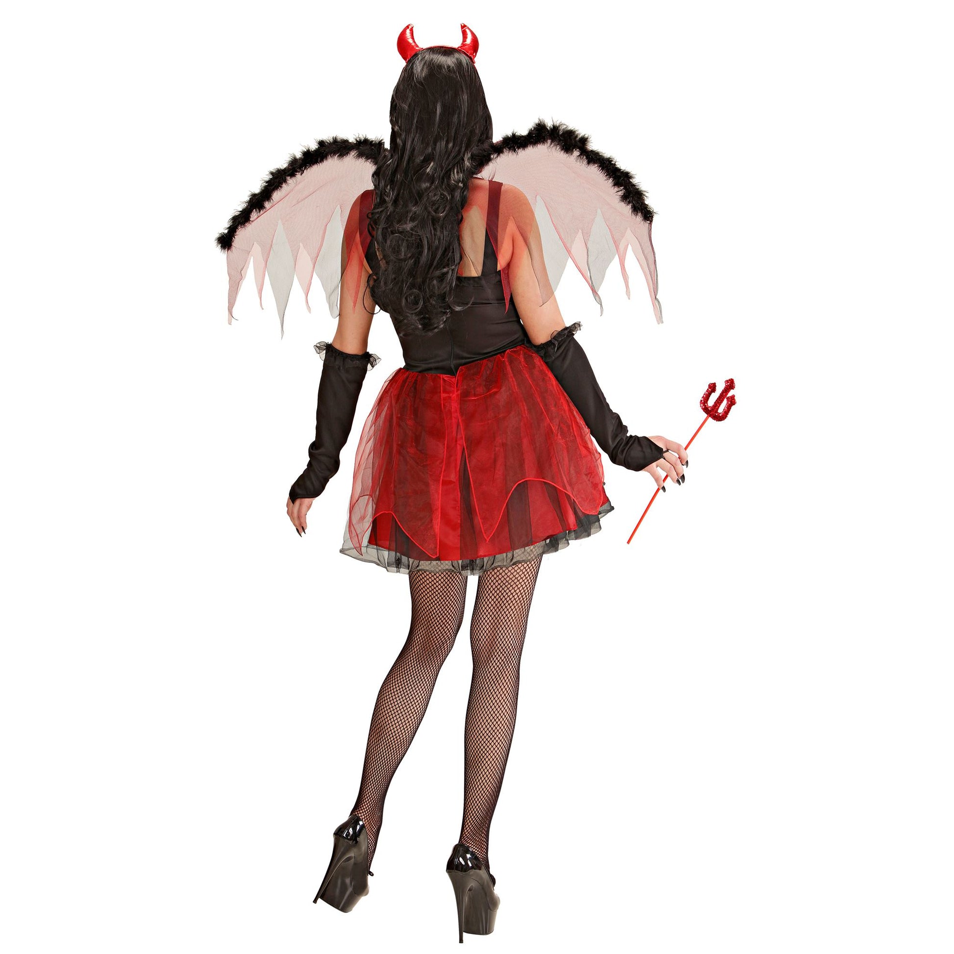 "TEUFELIN" (Kleid, Flügel, fingerlose Handschuhe, Hörner) – Ansicht 3