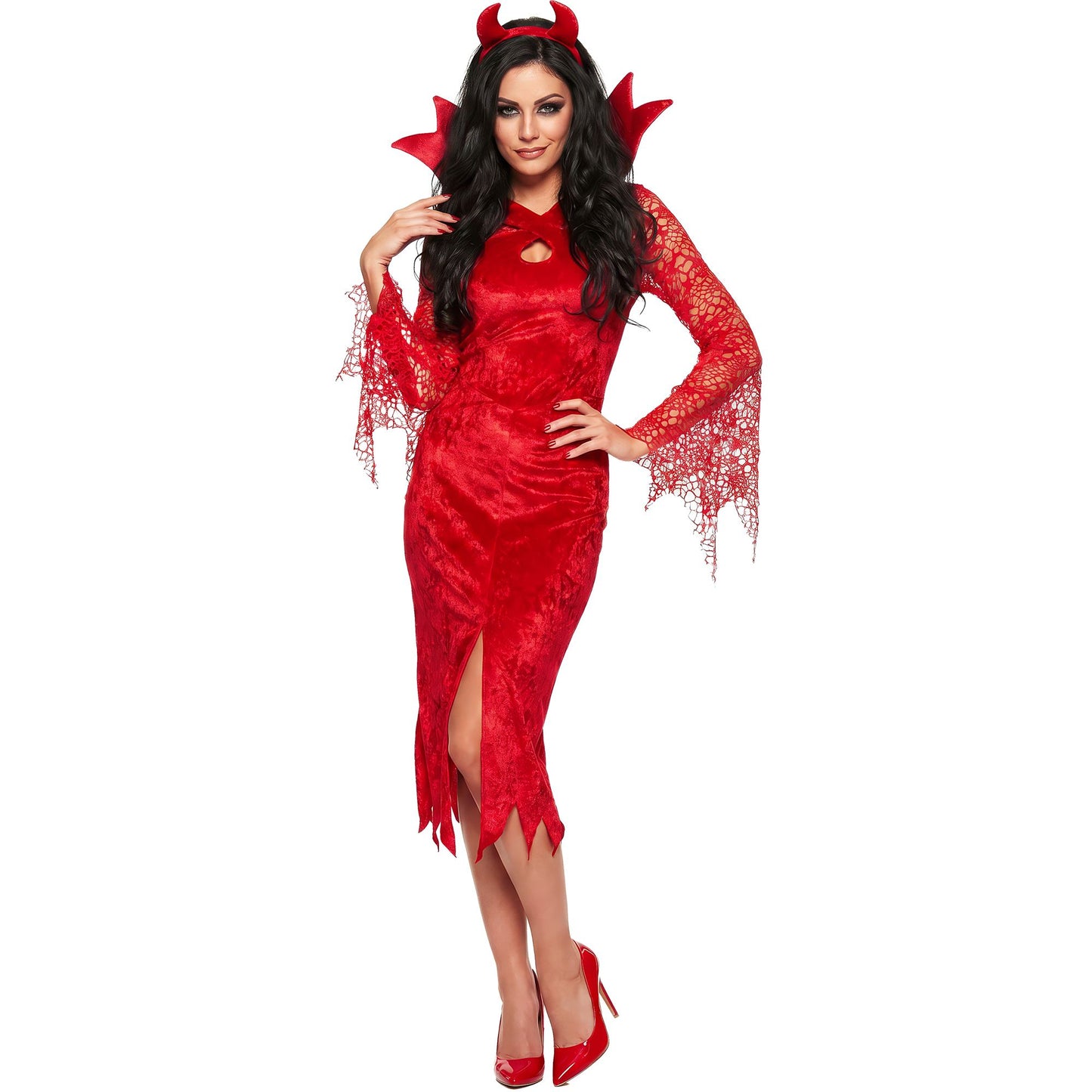 "TEUFELIN" (Kleid, Hörner) – Detailansicht