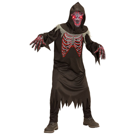 "TEUFLISCHER DÄMON" (Robe, Handschuhe, Maske mit Kapuze und leuchtenden Augen - fade-in-fade-out Effekt) – Vorderansicht