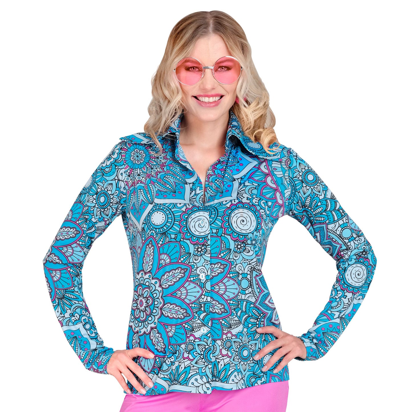 "THE 60s FASHION - blue mandala" (Bluse) – Vorderansicht
