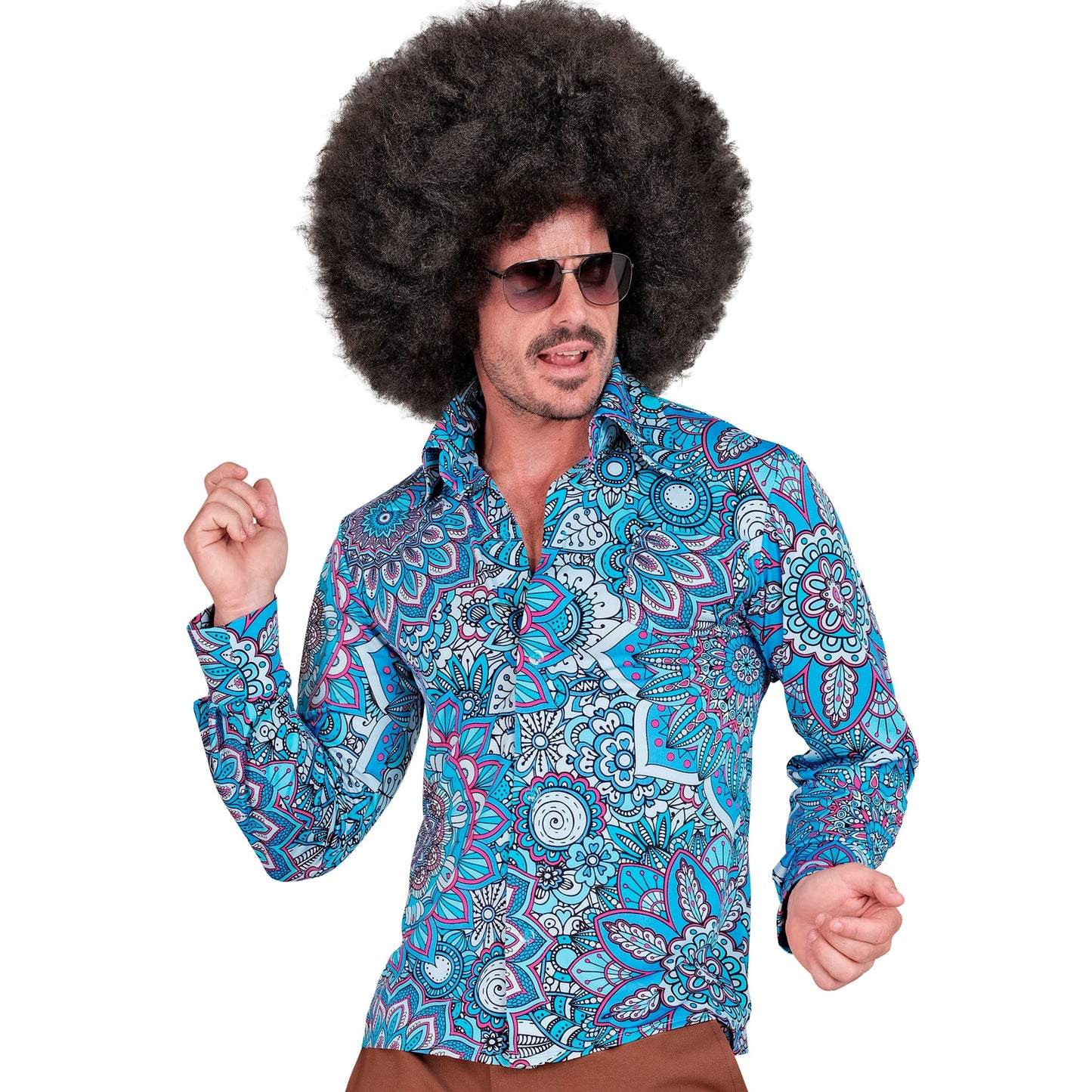 "THE 60s FASHION -blue mandala" (Hemd) – Vorderansicht