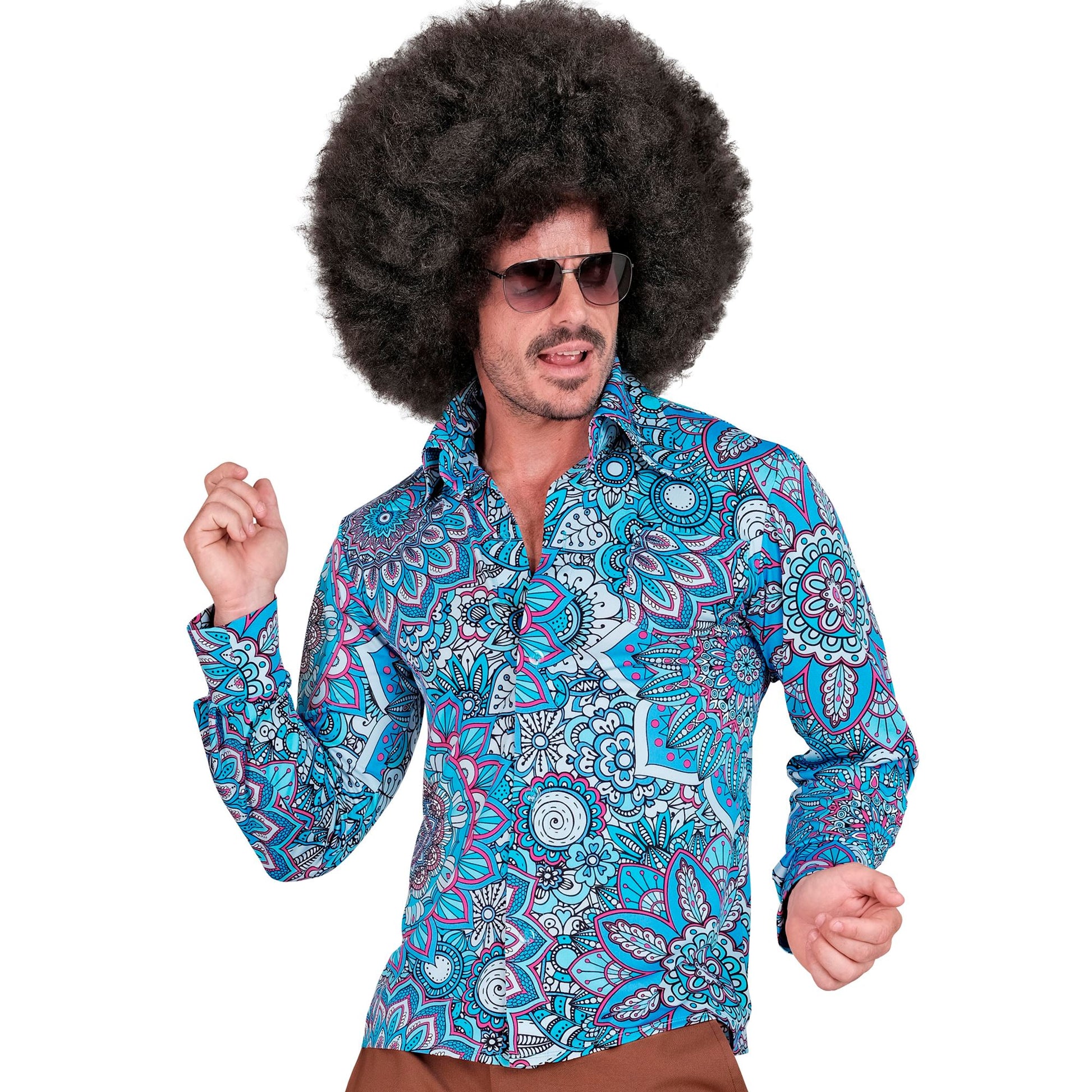 "THE 60s FASHION -blue mandala" (Hemd) – Vorderansicht
