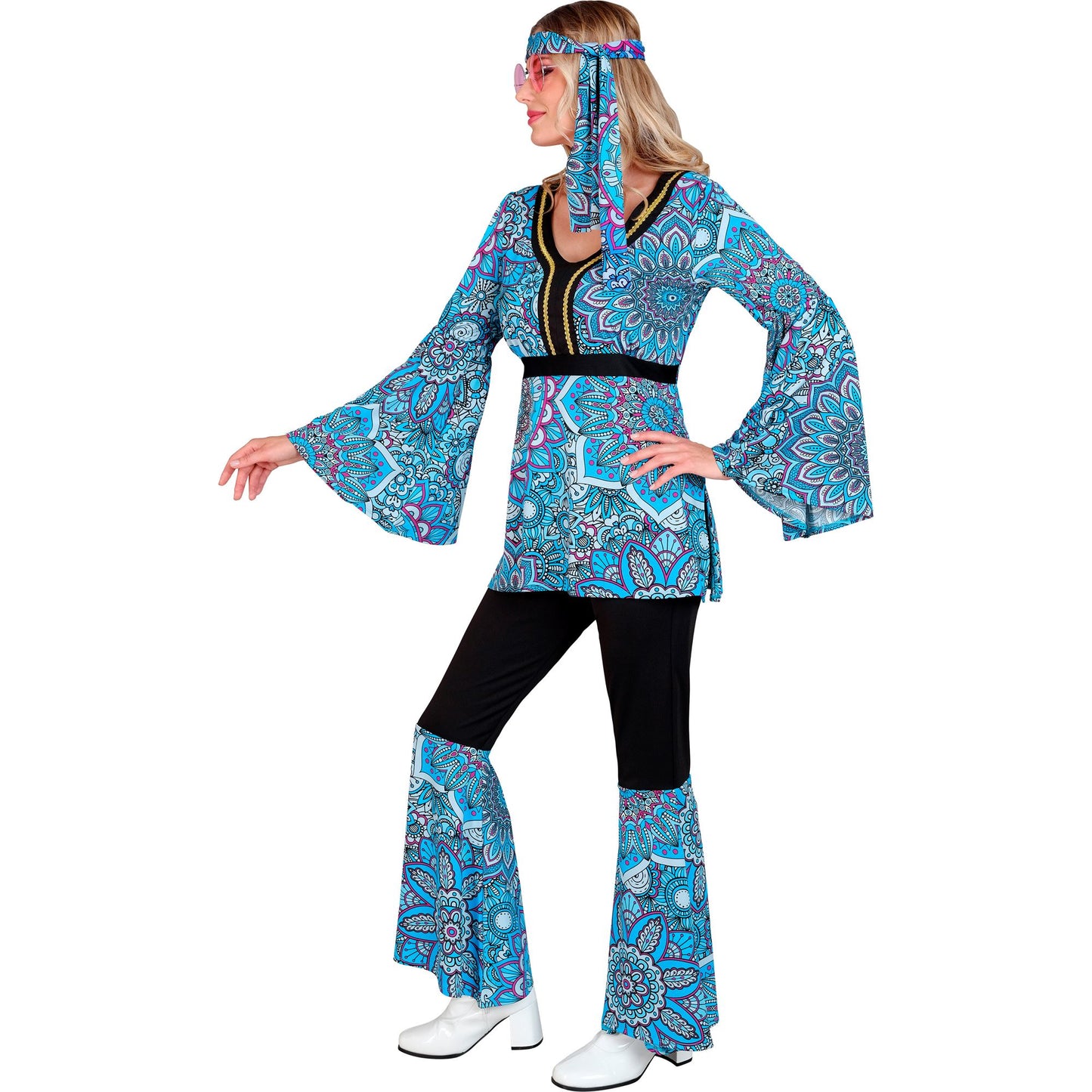 "THE 60s FASHION -blue mandala" (Oberteil, Hose, Stirnband) – Ansicht 3