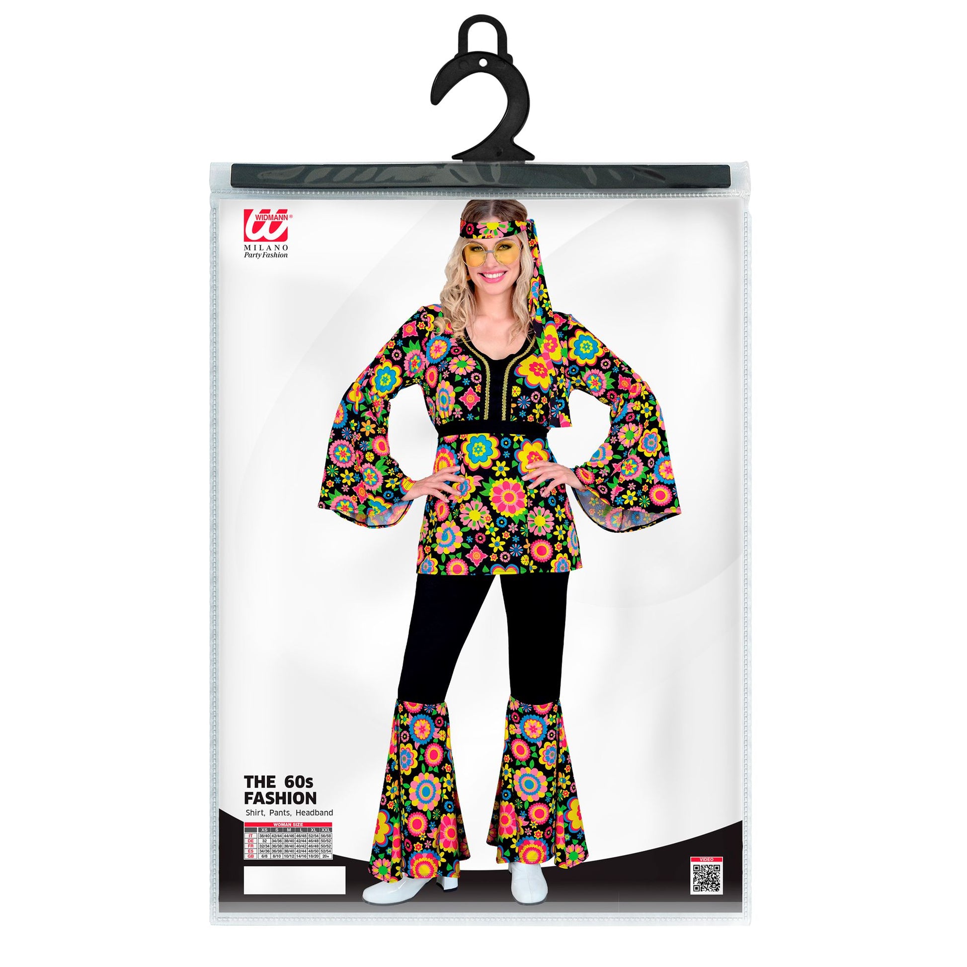 "THE 60s FASHION -colorful flowers" (Oberteil, Hose, Stirnband) – Detailansicht