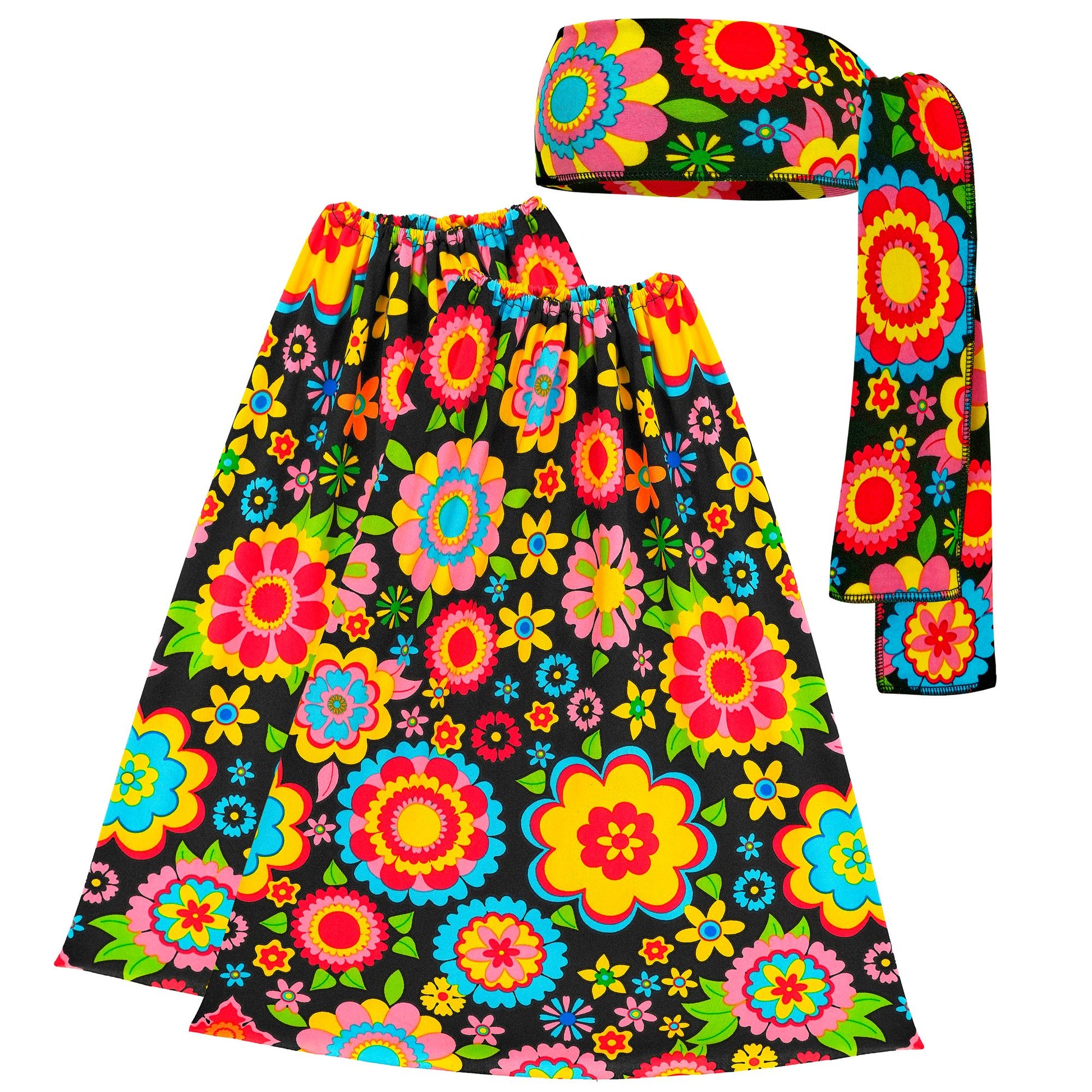 "THE 60s FASHION - colorful flowers" (Stirnband & Stulpen) – Vorderansicht