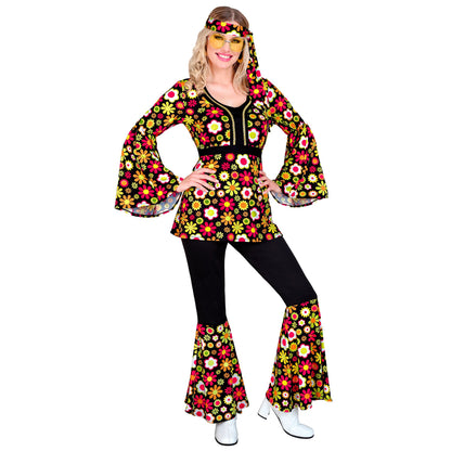 "THE 60s FASHION -flowers" (Oberteil, Hose, Stirnband) – Vorderansicht