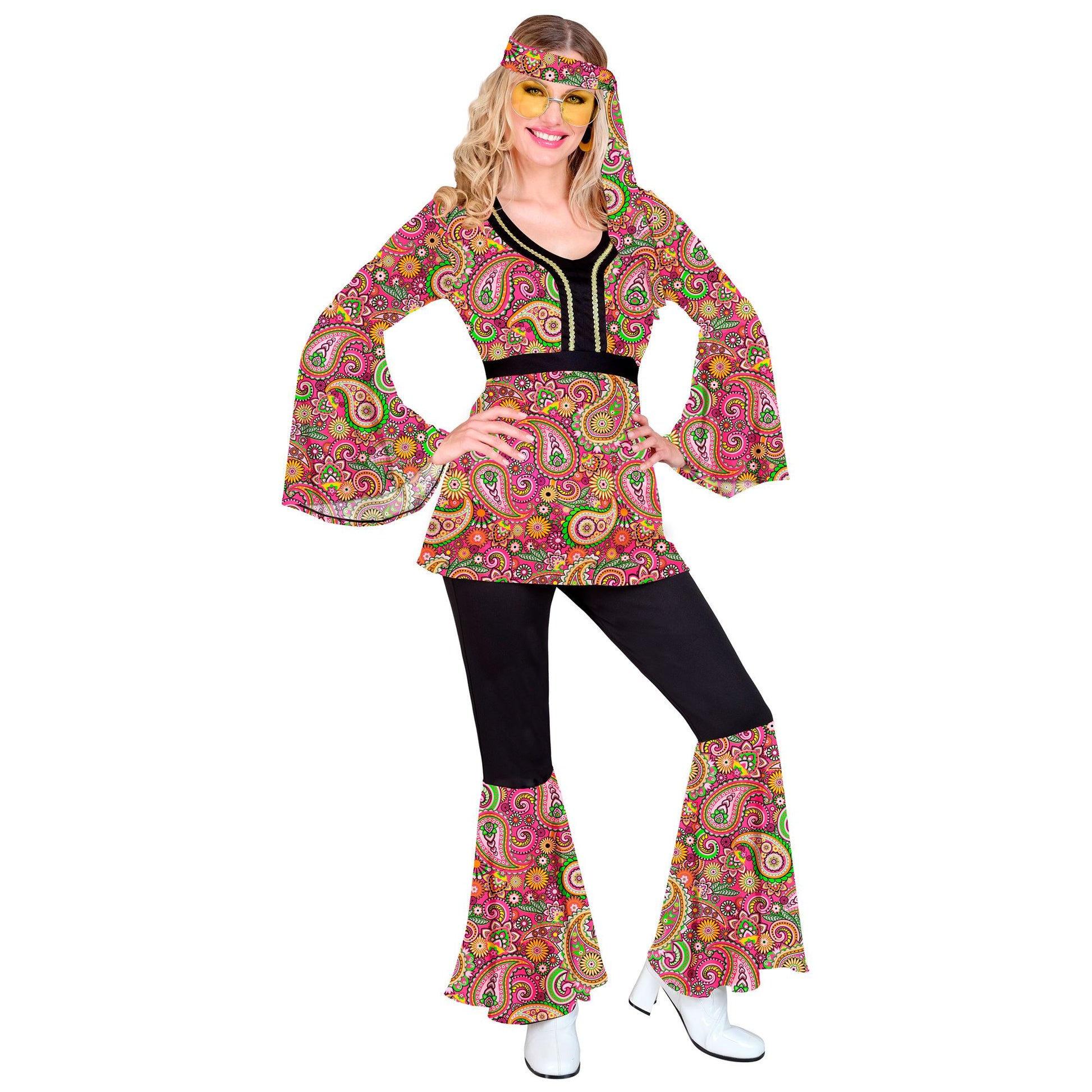 "THE 60s FASHION -paisley" (Oberteil, Hose, Stirnband) – Vorderansicht
