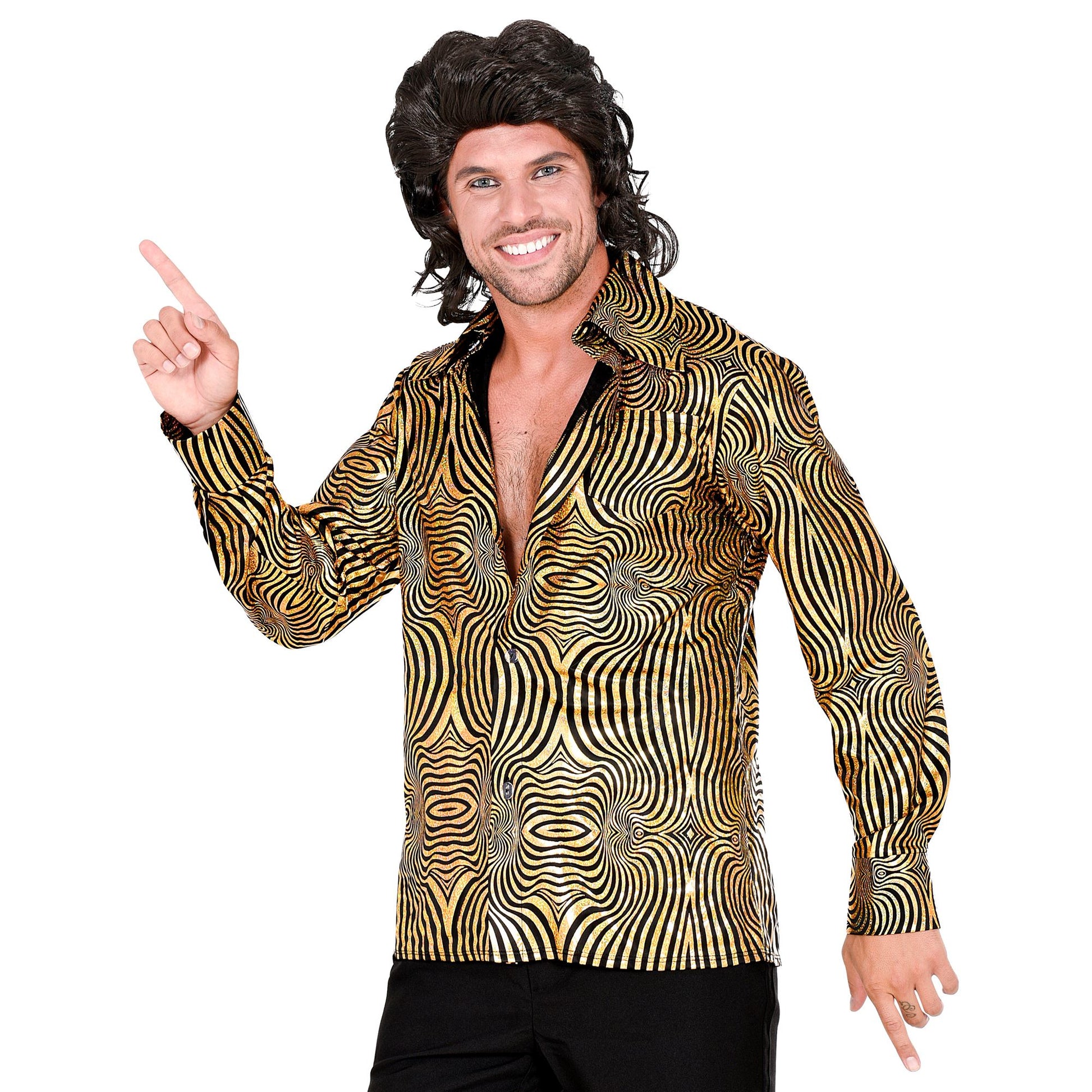 "THE 70s DISCO STYLE - golden waves" (Hemd) – Vorderansicht