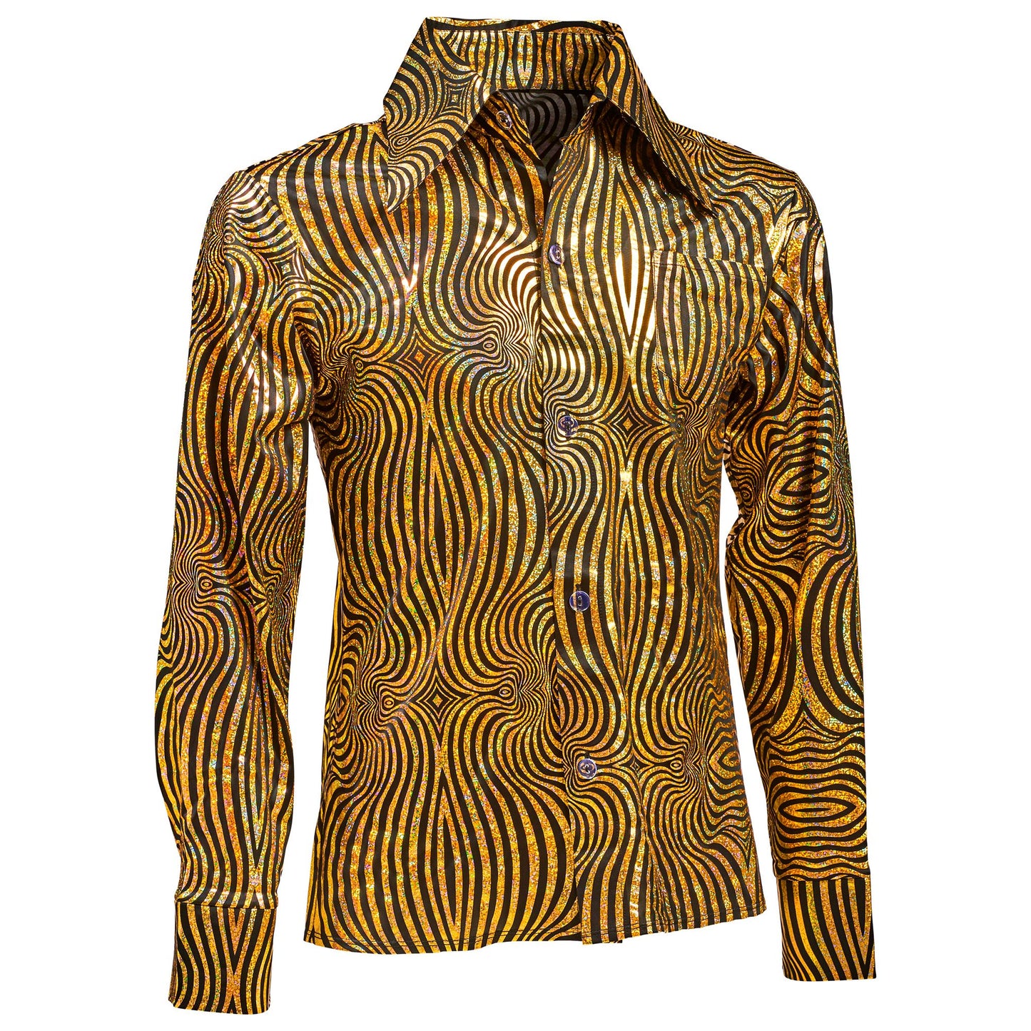 "THE 70s DISCO STYLE - golden waves" (Hemd) – Ansicht 4