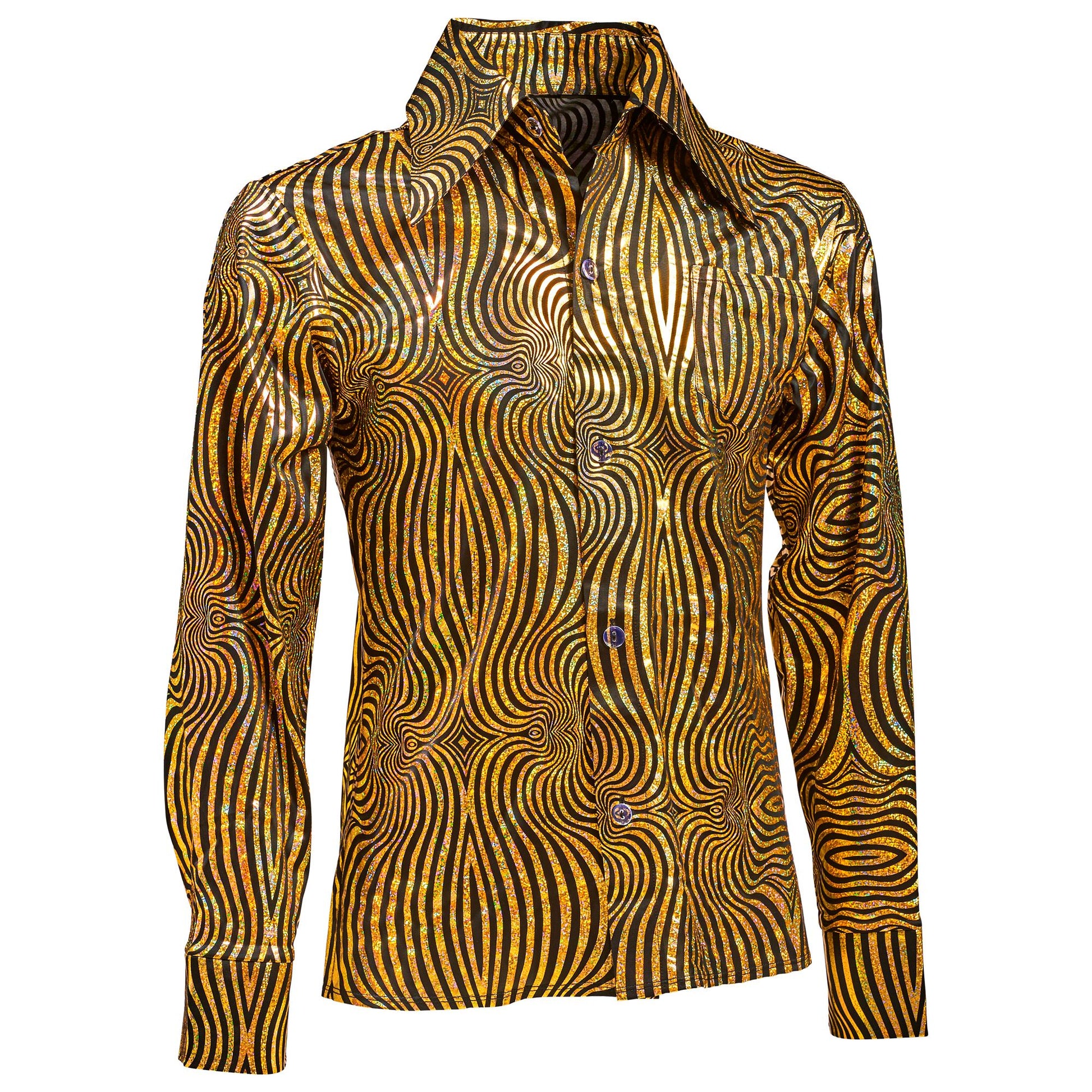 "THE 70s DISCO STYLE - golden waves" (Hemd) – Ansicht 4