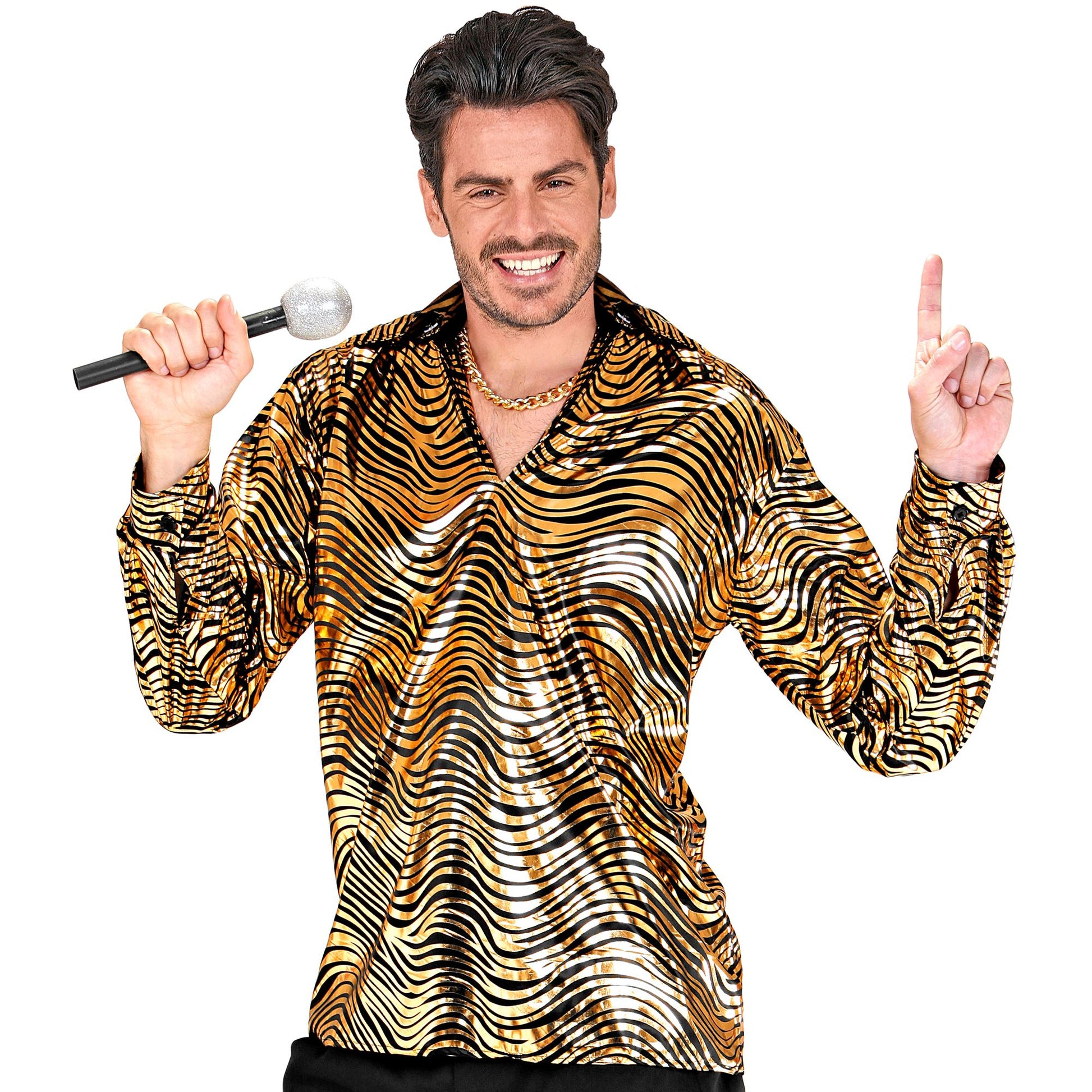 "THE 70s DISCO STYLE - golden waves" (Hemd) – Vorderansicht