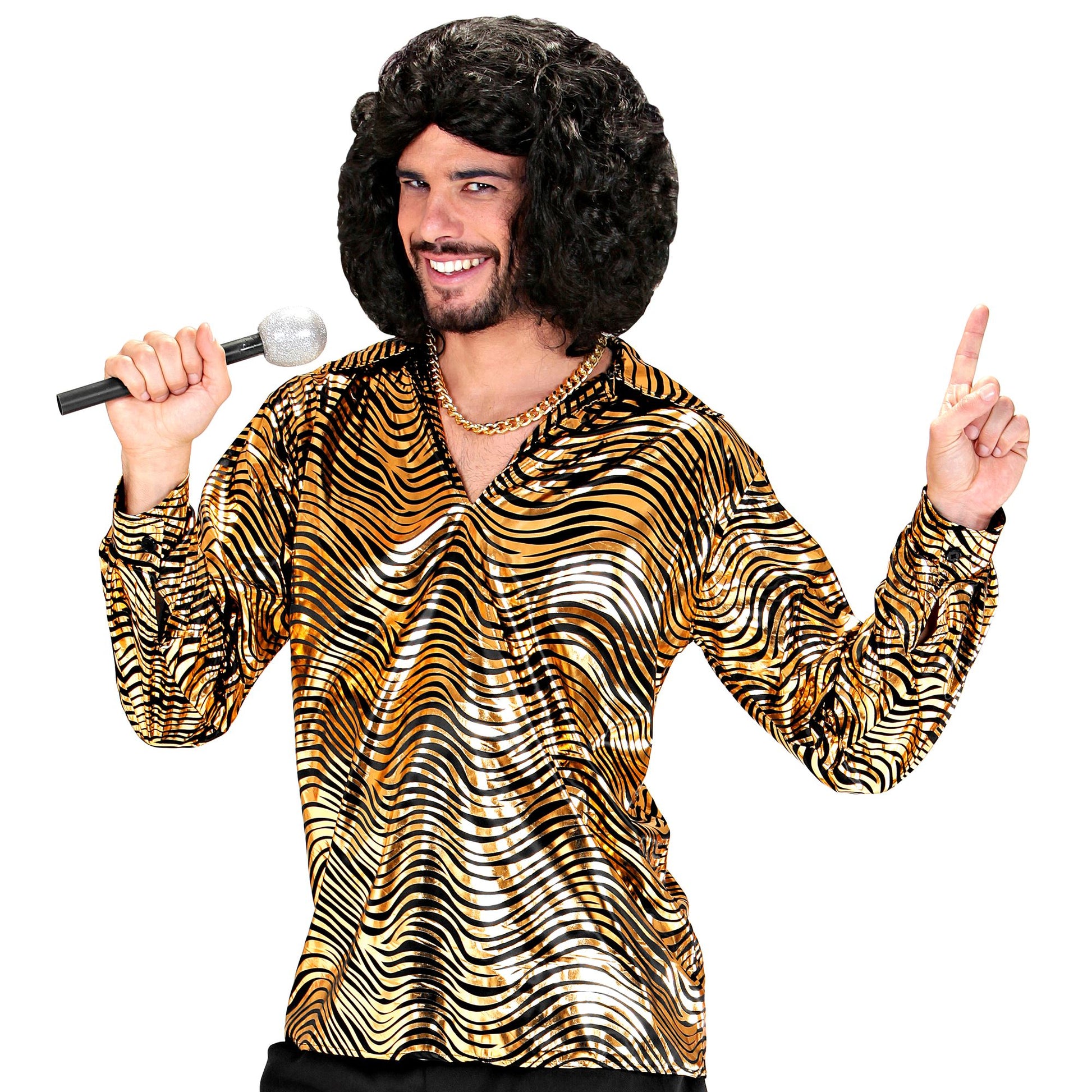 "THE 70s DISCO STYLE - golden waves" (Hemd) – Detailansicht