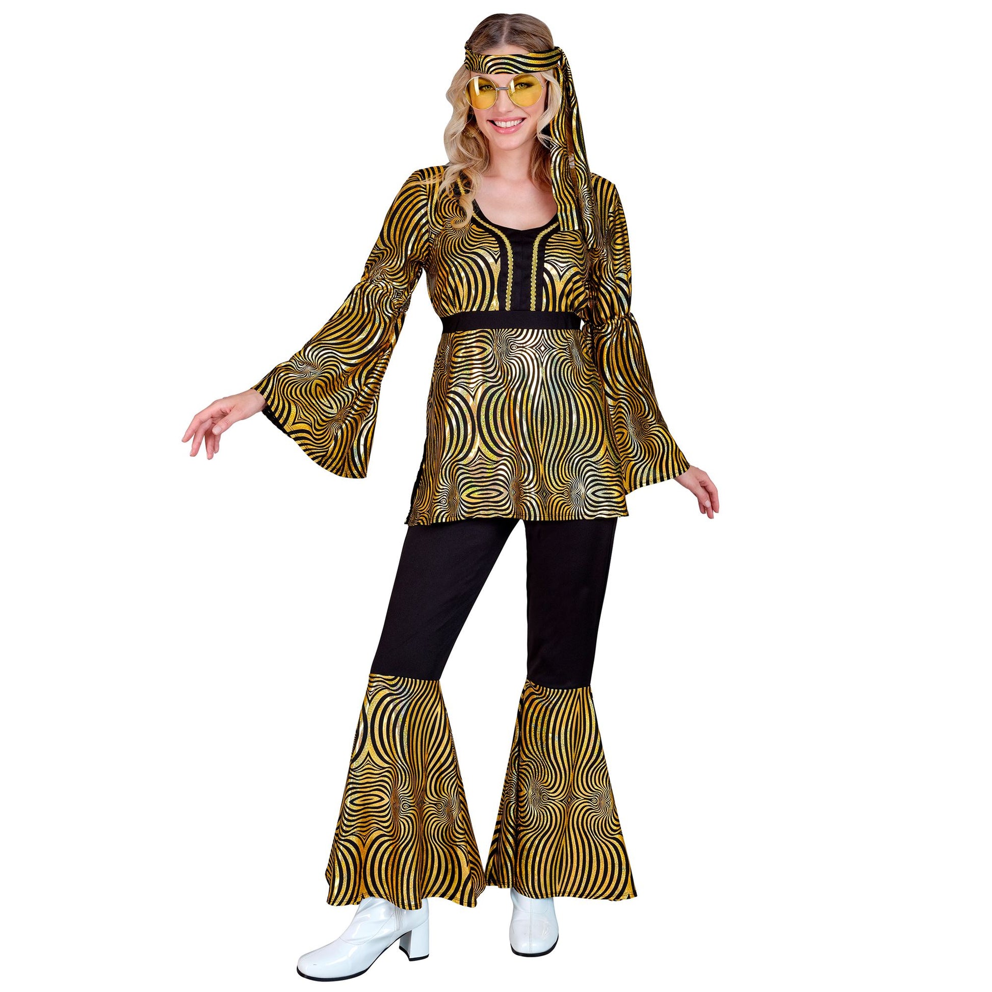 "THE 70s DISCO STYLE - golden waves" (Oberteil, Hose, Stirnband) – Detailansicht