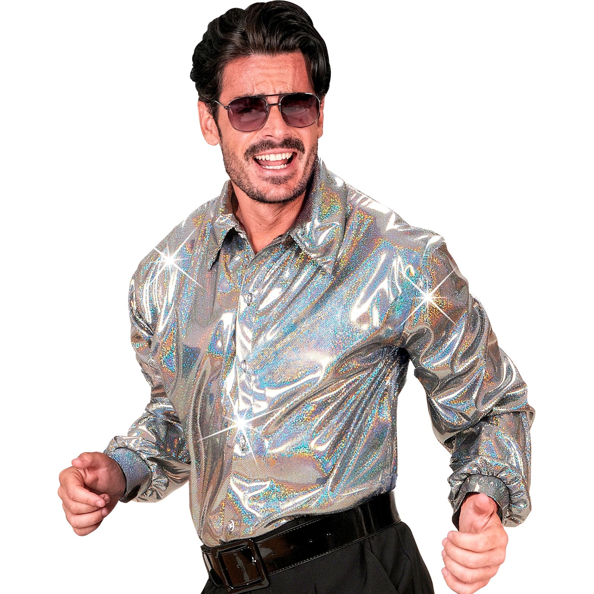 "THE 70s DISCO STYLE" (holografisches Hemd) – Vorderansicht